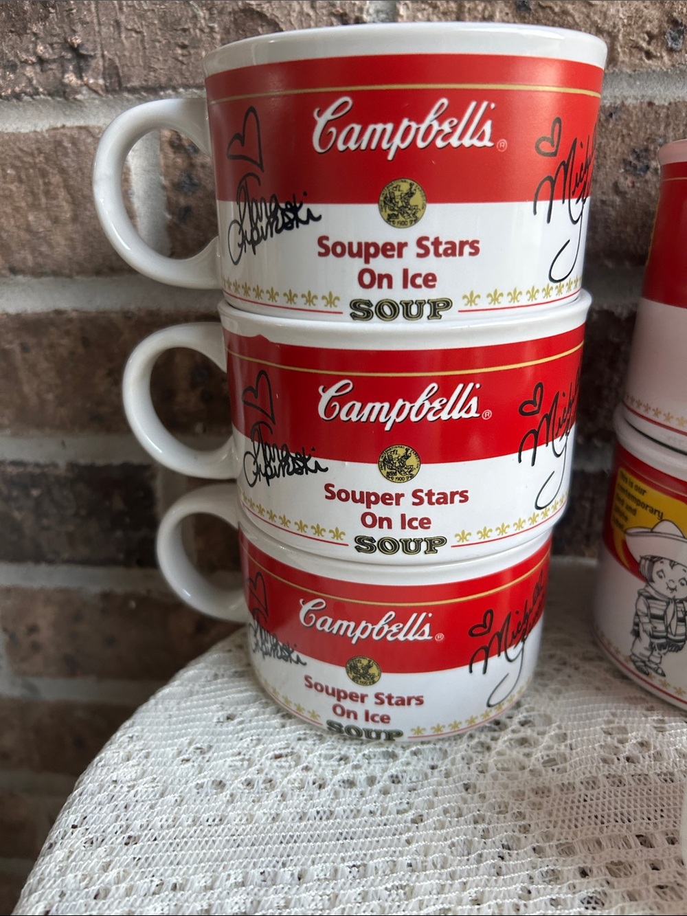 Campbell's Red & White  Soup Stackable Mugs Lot Set of 6 with 2 styles 98 and 99 - Picture 6 of 10